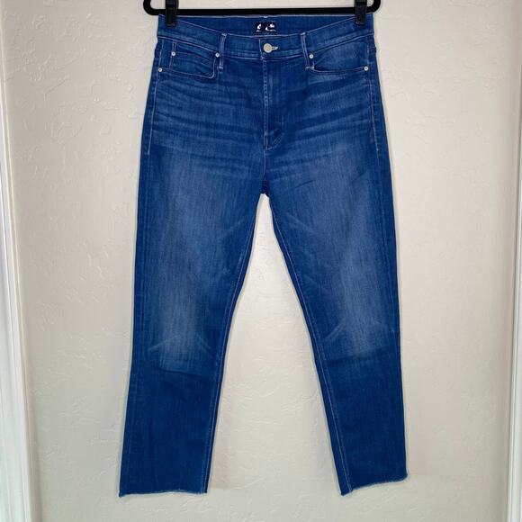 MOTHER Blue Squeeze It The Mid Rise Dazzler Crop Fray Size 32 - Picture 11 of 11